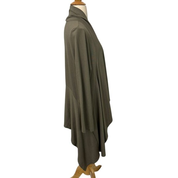 Bryn Walker Open Front Cocoon Cardigan Asymmetric Lagenlook Olive Green Size S - Picture 4 of 12